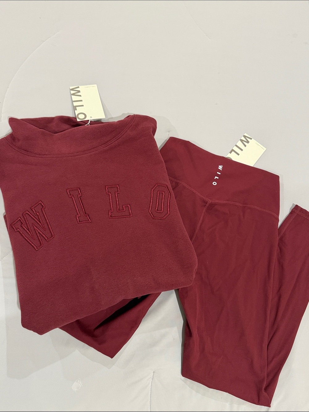 Wilo Burgundy Pullover Sweatshirt and Matching Leggings Set